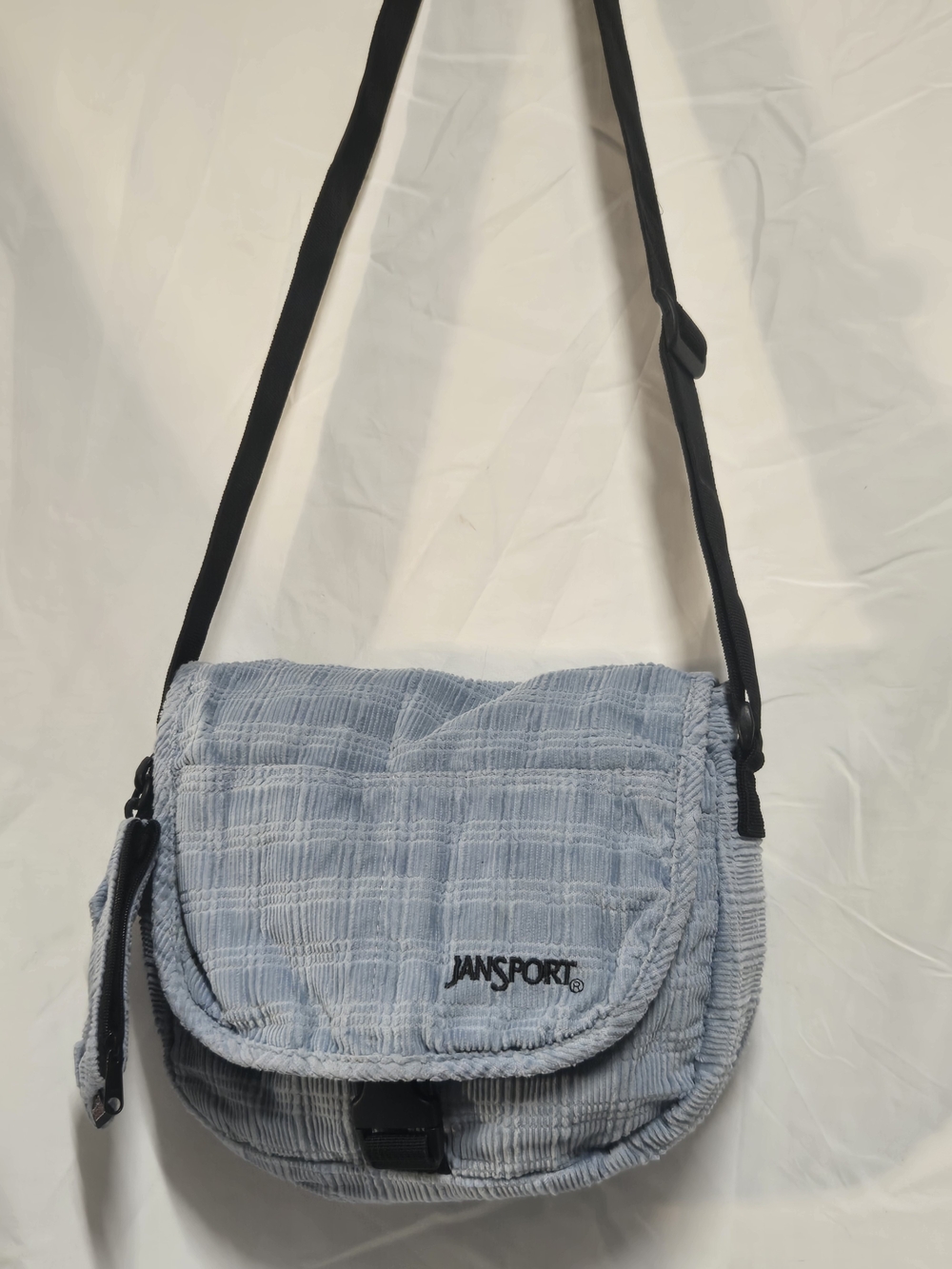 JanSport Light Blue Curdoroy Crossbody Messenger Bag Y2K